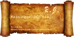 Reininger Júlia névjegykártya